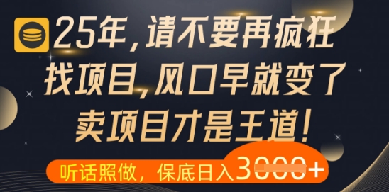 什么？25年你还在疯狂找项目做，醒醒吧，看完这些你全都懂了【揭秘】-卓别林资源社