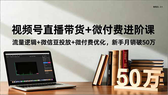 视频号直播带货+微付费进阶课：流量逻辑+微信豆投放+微付费优化，新手月销破50万-卓别林资源社