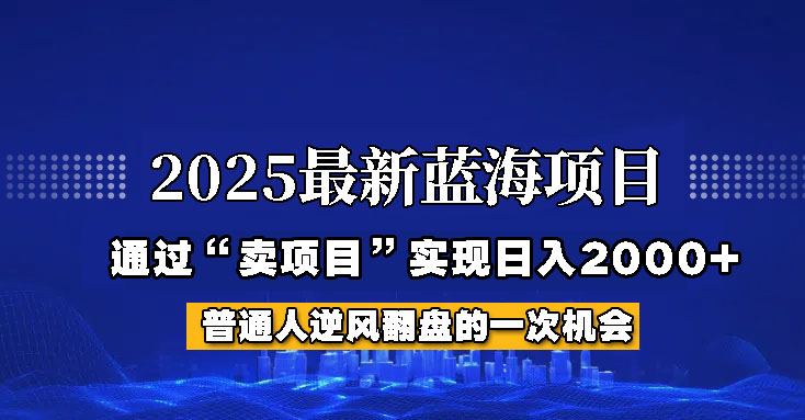 2025年蓝海项目，如何通过“网创项目”日入2000+-卓别林资源社