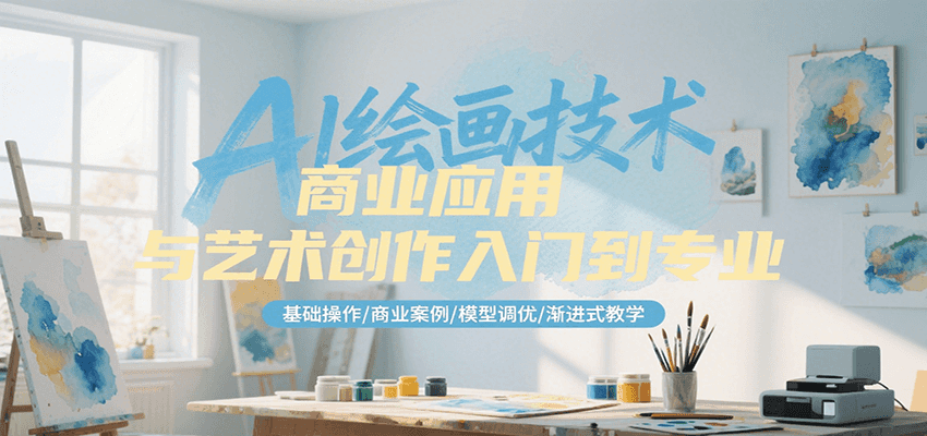 AI绘画技术商业应用与艺术创作入门到专业，基础操作/商业案例/模型调优/渐进式教学-卓别林资源社