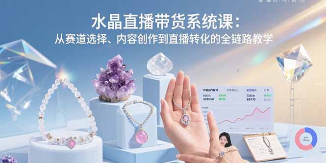 水晶直播带货系统课：从赛道选择、内容创作到直播转化的全链路教学-卓别林资源社