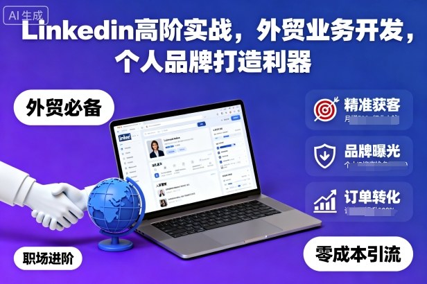 Linkedin高阶实战，外贸业务开发，个人品牌打造利器-卓别林资源社
