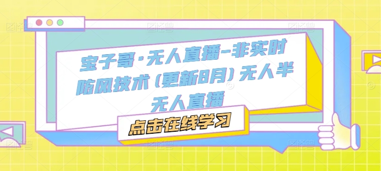 宝子哥·无人直播-非实时防风技术(更新25年5月)无人半无人直播-卓别林资源社