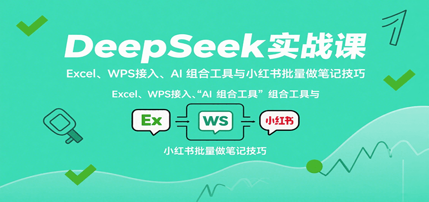 DeepSeek实战课：Excel、WPS接入、AI 组合工具与小红书批量做笔记技巧-卓别林资源社