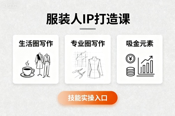 服装人IP打造课，文案创富+生活圈写作+专业圈写作+服装人专属+吸金元素+技能实操-卓别林资源社