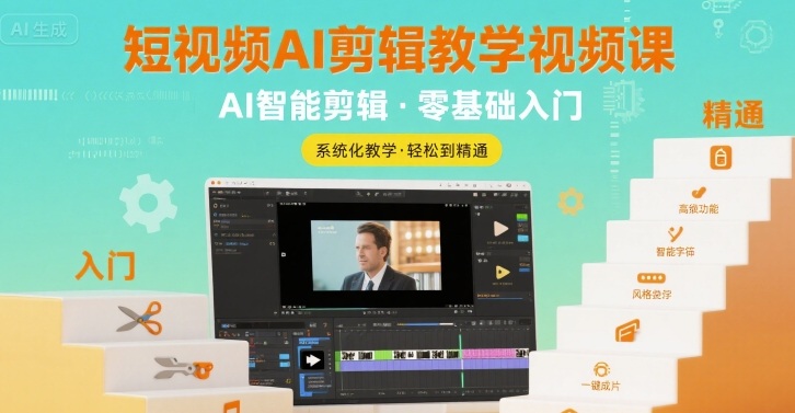 短视频AI剪辑教学视频课，入门到精通-卓别林资源社