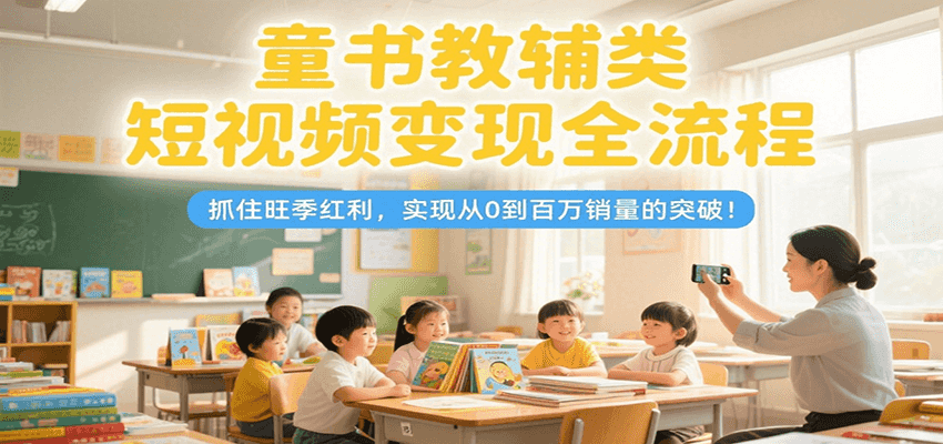 童书教辅类短视频变现全流程，抓住旺季红利，实现从0到百万销量的突破！-卓别林资源社