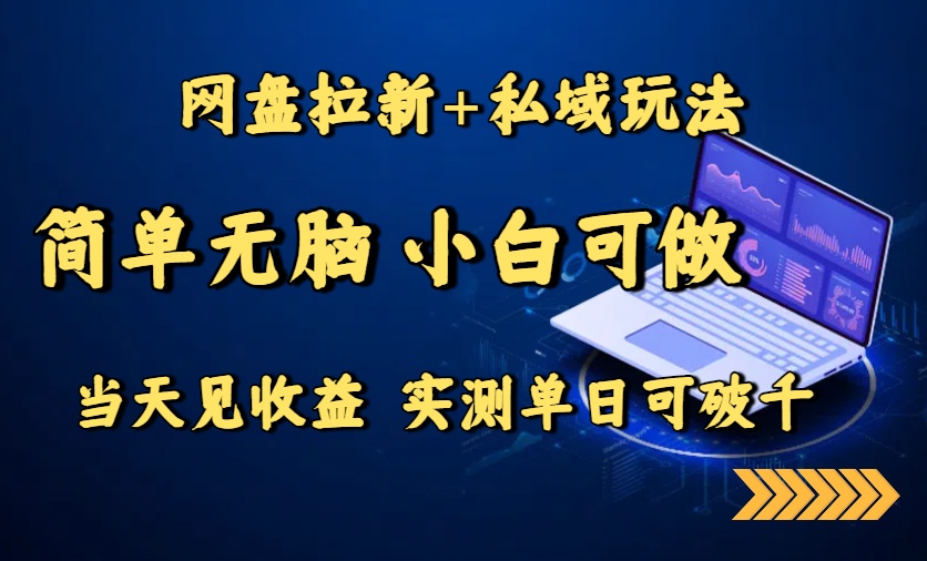 网盘拉新+私域玩法，简单无脑，小白可做，当天见收益，实测单日可破千-卓别林资源社
