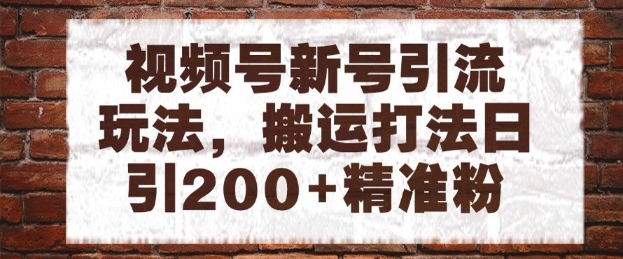 视频号新号引流玩法，搬运打法日引200+精准粉，可矩阵放大【揭秘】-卓别林资源社