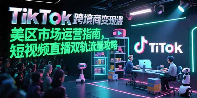 TikTok跨境电商变现课，美区市场运营指南，短视频直播双轨流量攻略-卓别林资源社