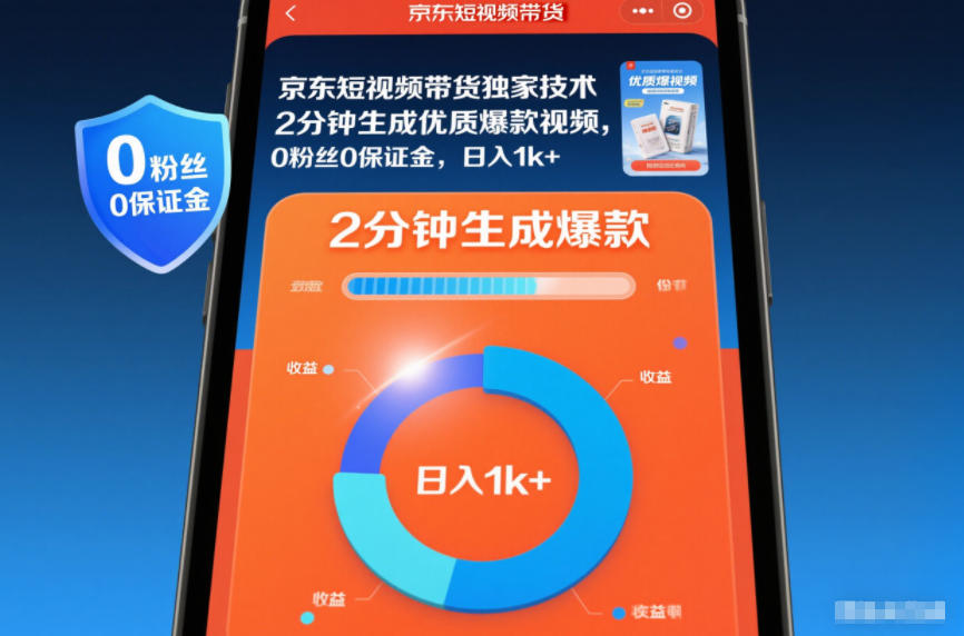 京东短视频带货独家技术,2分钟生成一条优质爆款视频,0粉丝0保证金,日入1k+【揭秘】-卓别林资源社