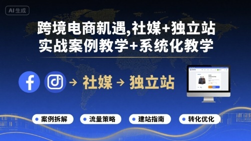 跨境电商新机遇，社媒+独立站，实战案例教学+系统化教学-卓别林资源社