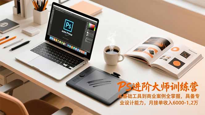 PS进阶大师训练营,从基础工具到商业案例全掌握,具备专业设计能力,月接单收入6000-1.2万-卓别林资源社