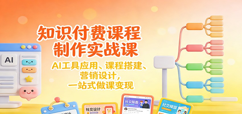知识付费课程制作实战课：AI工具应用 、课程搭建、营销设计，一站式做课变现-卓别林资源社