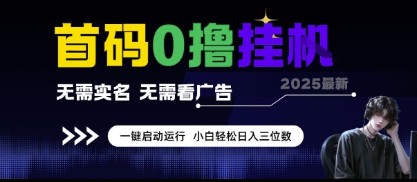 首码0撸挂G项目，无需实名无需看广告 一键启动运行，小白轻松日入三位数【揭秘】-卓别林资源社