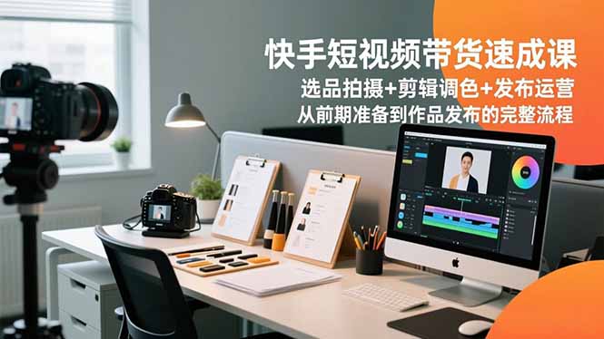 快手短视频带货速成课，选品拍摄+剪辑调色+发布运营，从前期准备到作品发布的完整流程-卓别林资源社