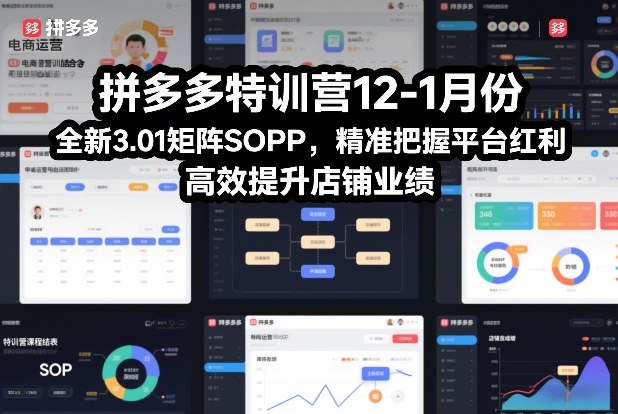 拼多多特训营12-1月份，全新3.01矩阵Sop，精准把握平台红利，高效提升店铺业绩-卓别林资源社
