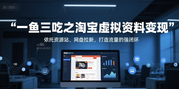 一鱼三吃之淘宝虚拟资料变现，依托资源站、网盘拉新，打造流量的强闭环-卓别林资源社