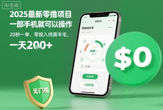 2025最新零撸项目，一部手机就可以操作，20秒一单，零投入纯薅羊毛，无门槛，一天200+【揭秘】-卓别林资源社