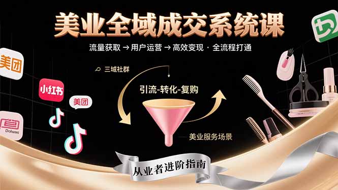 美业全域成交系统课程：帮助美业从业者打通从流量获取到高效变现全流程-卓别林资源社