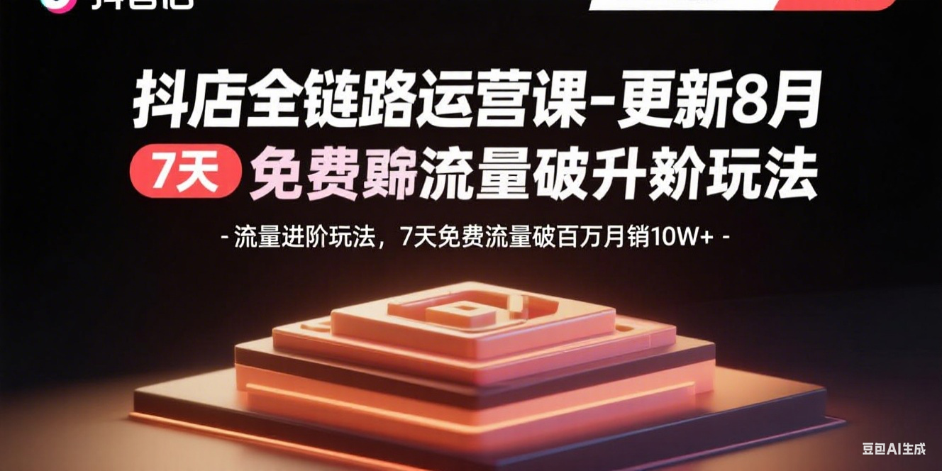抖店全链路运营课-更新8月：流量进阶玩法，7天免费流量破百万月销10W+-卓别林资源社