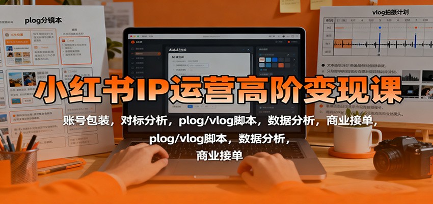 小红书IP运营高阶变现课：账号包装，对标分析，plog/vlog脚本，数据分析，商业接单-卓别林资源社