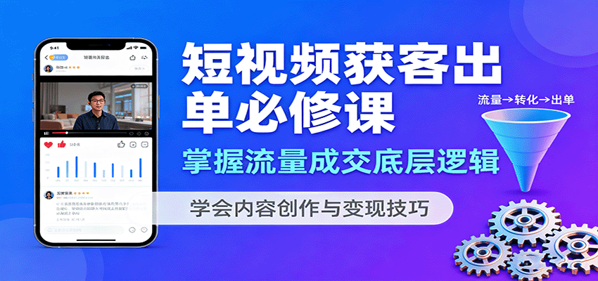 短视频获客出单必修课：掌握流量成交底层逻辑，学会内容创作与变现技巧-卓别林资源社