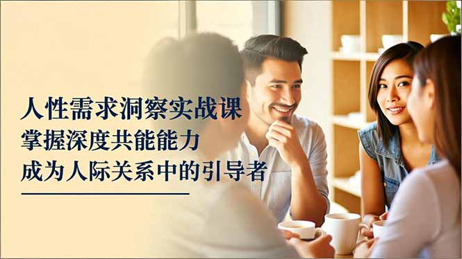 人性需求洞察实战课，掌握深度共感能力，成为人际关系中的引导者-卓别林资源社