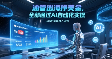 油管出海挣美金，全部通过AI自动化实操，从0到1实现月入过W-卓别林资源社
