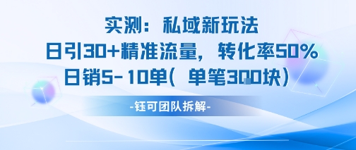 实测私域新玩法日引30加精准流量转化率50%日销5-10单每笔3张-卓别林资源社