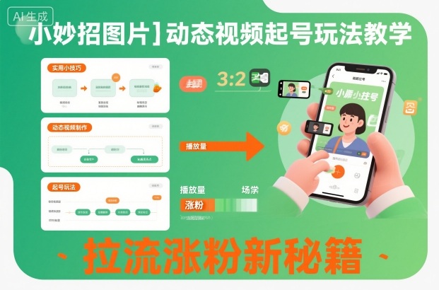 小妙招图片＋动态视频起号玩法教学，拉流涨粉新秘籍-卓别林资源社