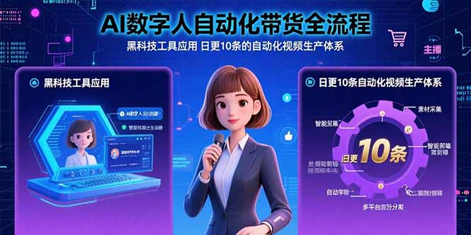 AI数字人自动化带货全流程：黑科技工具应用 日更10条的自动化视频生产体系-卓别林资源社