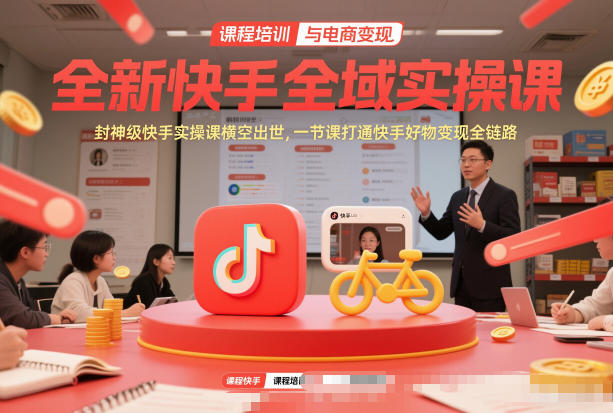 全新快手全域实操课，封神级快手实操课横空出世，一节课打通快手好物变现全链路-卓别林资源社