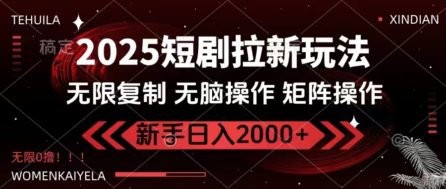 2025短剧拉新玩法，无需注册登录，无限0撸，无脑批量操作日入2000+-卓别林资源社