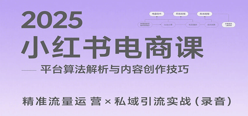 2025小红书电商课：解析算法，创作高转化内容，助力卖家获取流量实现变现(录音)-卓别林资源社