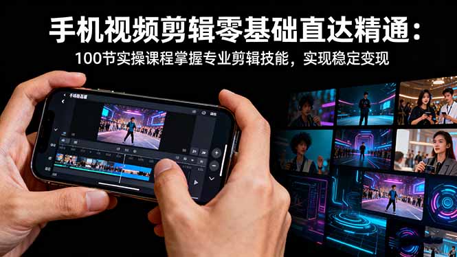 手机视频剪辑零基础直达精通：100节实操课程掌握专业剪辑技能，实现稳...-卓别林资源社