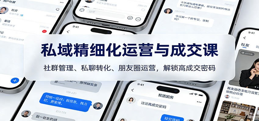 私域精细化运营与成交课：社群管理、私聊转化、朋友圈运营，解锁高成交密码-卓别林资源社