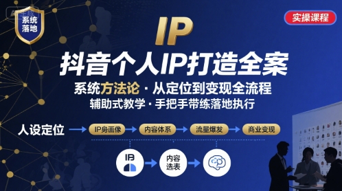 抖音个人IP系统落地实操大课，实操课程，辅助落地-卓别林资源社