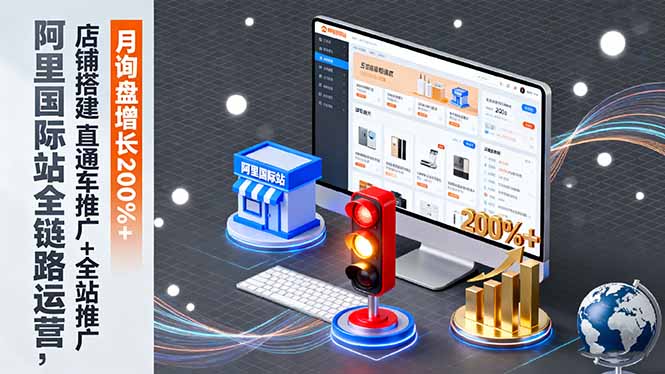 阿里国际站全链路运营，店铺搭建+直通车推广+全站推广，月询盘增长200%+-卓别林资源社