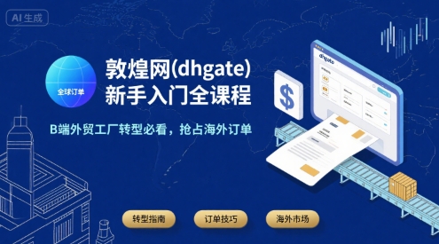 敦煌网(dhgate)新手入门全课程，B端外贸工厂转型必看，抢占海外订单-卓别林资源社