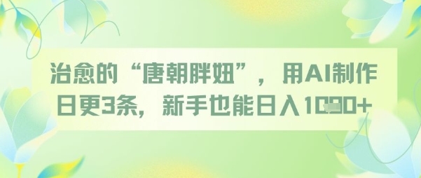 治愈的“唐朝胖妞”，用AI制作日更3条，新手也能日入多张-卓别林资源社