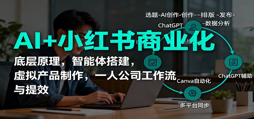 AI+小红书商业化，底层原理，智能体搭建，虚拟产品制作，一人公司工作流与提效-卓别林资源社