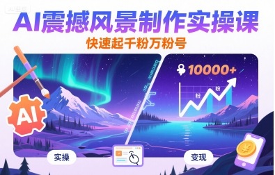 AI震撼风景制作实操课，快速起千粉万粉号-卓别林资源社