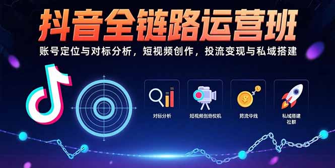 抖音全链路运营班：账号定位与对标分析，短视频创作，投流变现与私域搭建-卓别林资源社