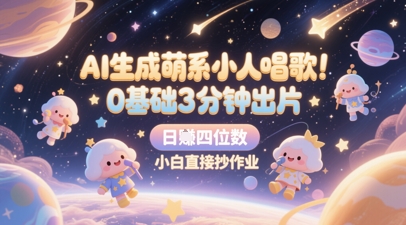 AI生成萌系小人唱歌，0基础3分钟出片，28个作品涨粉8.9W，单条最高19W赞，日入四位数，小白直接抄作业-卓别林资源社