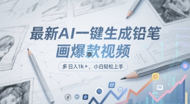 最新AI一键生成铅笔画爆款视频，多平台分发，日 入1k+，小白轻松上手【揭秘】-卓别林资源社