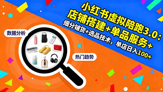 小红书虚拟陪跑3.0：店铺搭建+单品服务+细分铺货+选品技术，单店日入100+-卓别林资源社