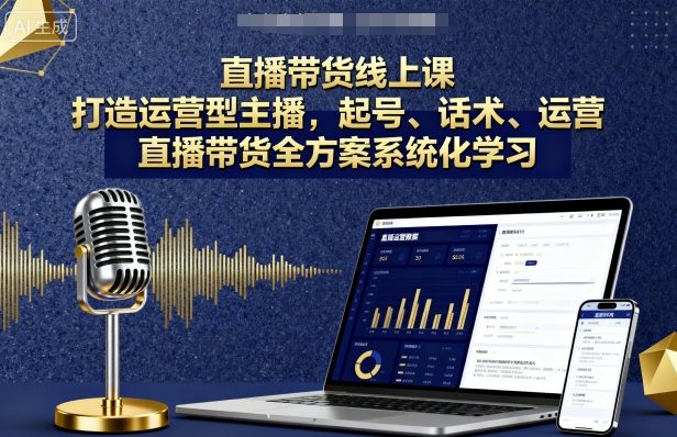 直播带货线上课，打造运营型主播，起号、话术、运营，直播带货全方案系统化学习-卓别林资源社