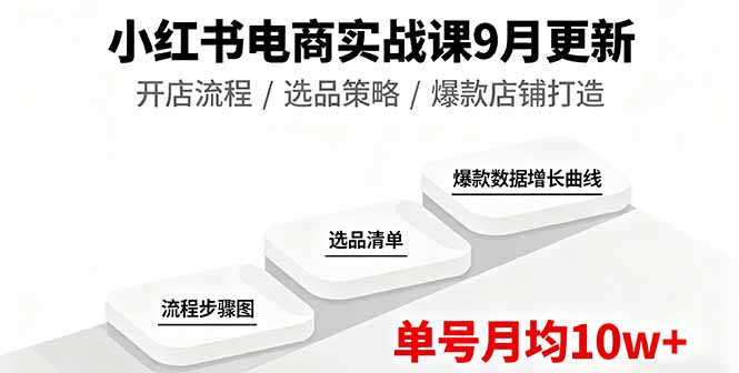 小红书电商实战课9月更新，开店流程/选品策略/爆款店铺打造，单号月均10w+-卓别林资源社