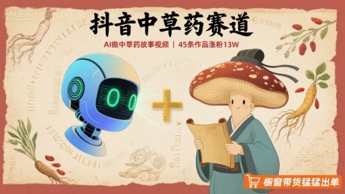 抖音中草药赛道，用AI做中草药故事视频，45条作品涨粉13W，橱窗带货猛猛出单-卓别林资源社